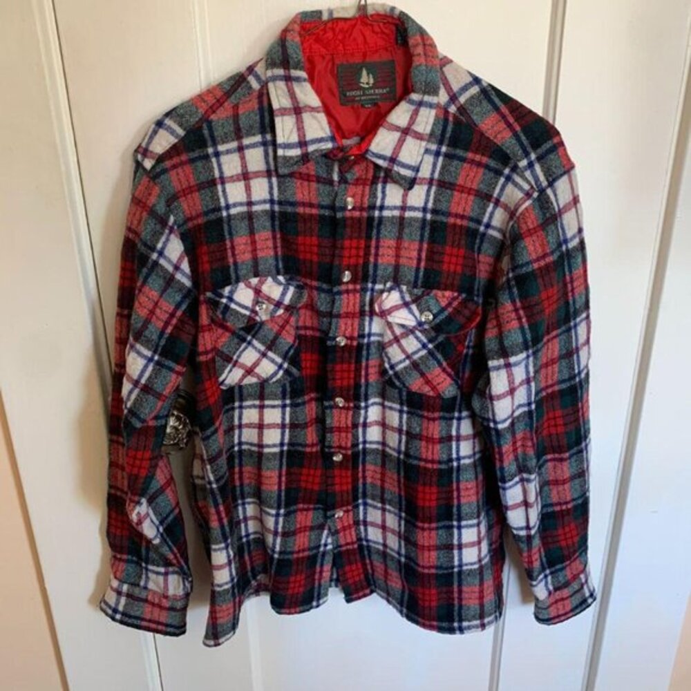 Vintage High Sierra by Mervyns Wool Blend‎ Plaid Flannel Shirt Jacket Red